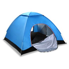 1Pc 4 Persons Camping Waterproof Tent Instant Setup Tent With Mosquito Net Doors Carrying Bag Folding 4 Seasons For Hiking Climbing Adventure Fis (Color: Blue)